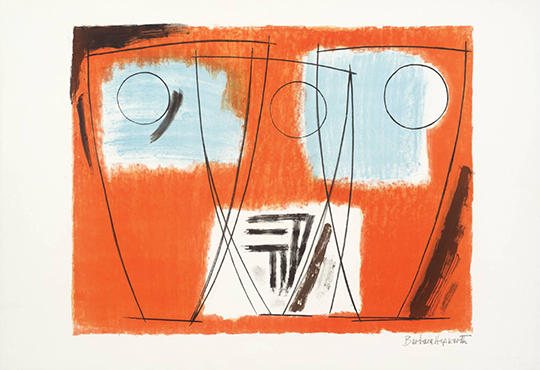 Barbara Hepworth, Three Forms, 1969, lithographie. Collection de The Hepworth Wakefield © Bowness, 2025