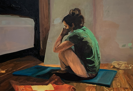 Léa TOUTAIN, Après le sport, 90 x 130 cm, huile sur toile, 2021