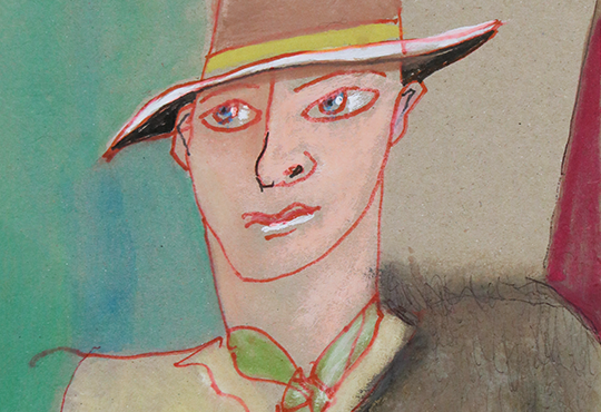 Michael Lindsay-Hogg, Chapeau, 2020-2022, encre, aquarelle et crayon sur carton, 18 x 12,8 cm © Tous droits réservés.