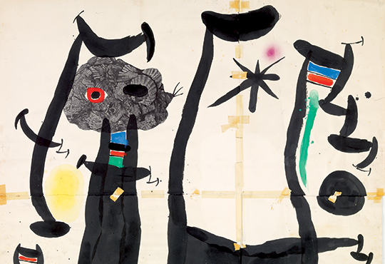 Joan Miró, Coquillages, Maquette, 1969. Lithographie rehaussée d'encre de Chine, gouache, craies de couleurs. © Successió Miró, Adagp Paris 2019. Photo Claude Germain / Archives Fondation Maeght