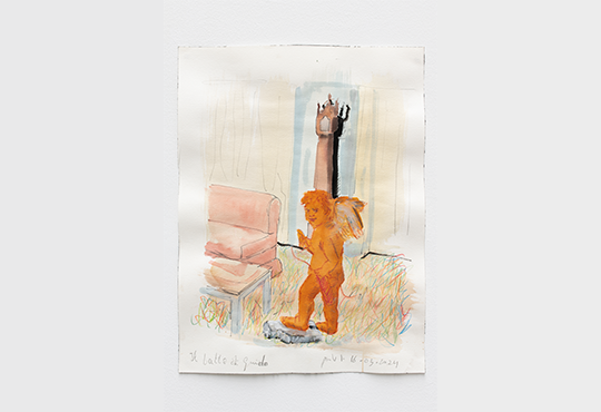 Jan Van Imschoot, Il batto di Guido, 2024, Technique mixte sur papier, 61 × 46 cm © Courtoisie de l'artiste et Templon, Paris – Bruxelles - New York. Photo © Isabelle Arthuis