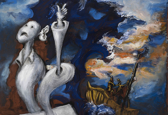 Gérard Garouste, Le sage et la tempête, 2016. Huile sur toile, 81 x 65 cm, Collection particulière.