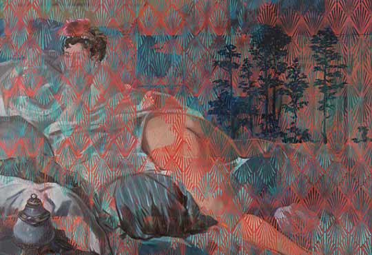 Olivier Masmonteil, Odalisque 3, 2018. Huile sur toile, 140 x 160 cm. © Adagp, Paris.