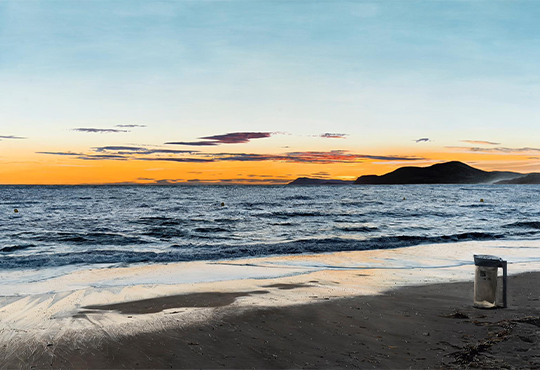 Thomas Lévy-Lasne, La plage d'Hyères, 2023 Huile sur toile, 130 x 195 cm 