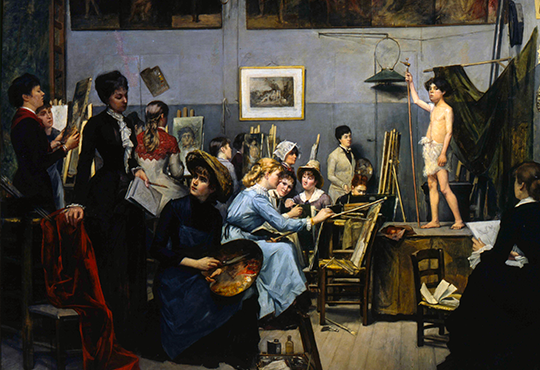 Marie Bashkirtseff, L’Académie Julian, 1881. Huile sur toile, 154 × 188 cm. Dnipro (Ukraine), musée d’Art. © Heritage Images/Hulton Fine Art Collection via Getty Images